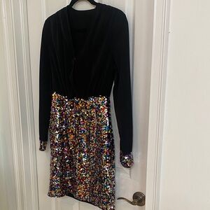 SHEIN Black Dress with Multicolor Sequins holiday dress